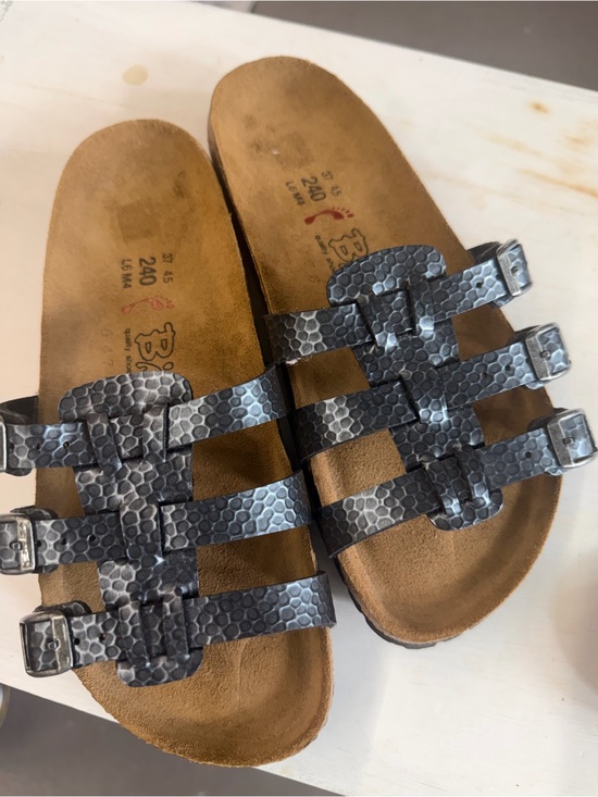 Birkenstock Shoes - Birkenstock Women's Triple-Strap Sandals - Metallic Black
